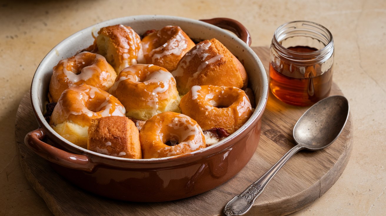 Maple Glazed Donut Bread Pudding