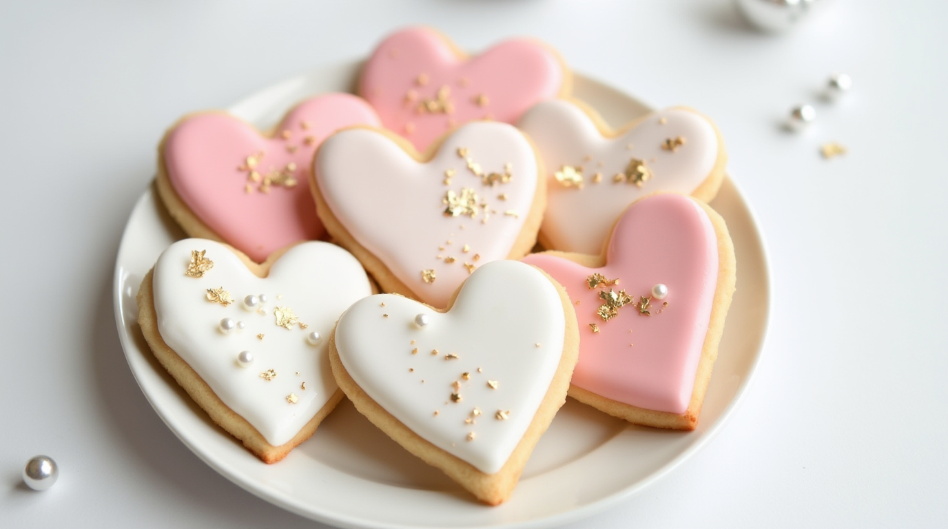 batch of Rustic Handmade Jam-Filled Heart Cookies, each featuring a sweet, gooey jam filling nestled between two crumbly cookie layers. The edges are lightly dusted with powdered sugar, and the heart-shaped design adds a perfect touch of love for your Valentine’s Day treat
