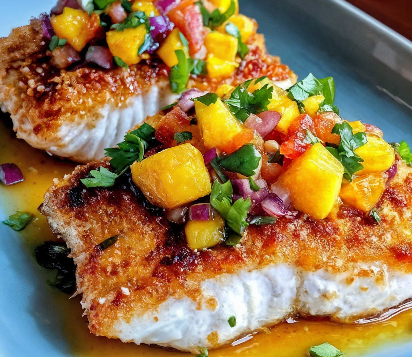 Coconut Crusted Fish with Mango Salsa