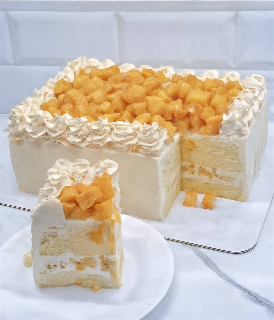 Luscious Mango Cake with Whipped Cream Frosting