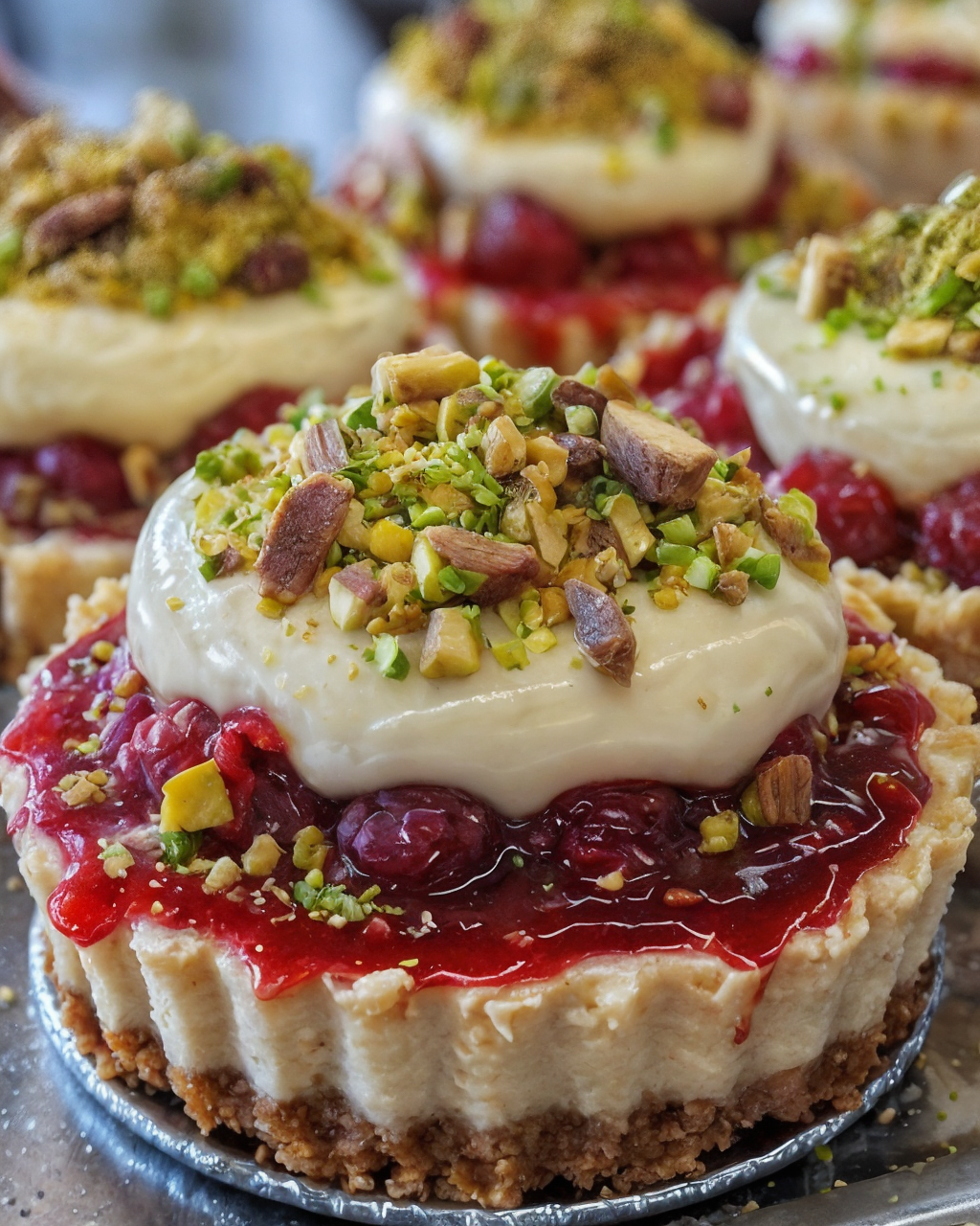 Elegant Pistachio Raspberry Tartlets