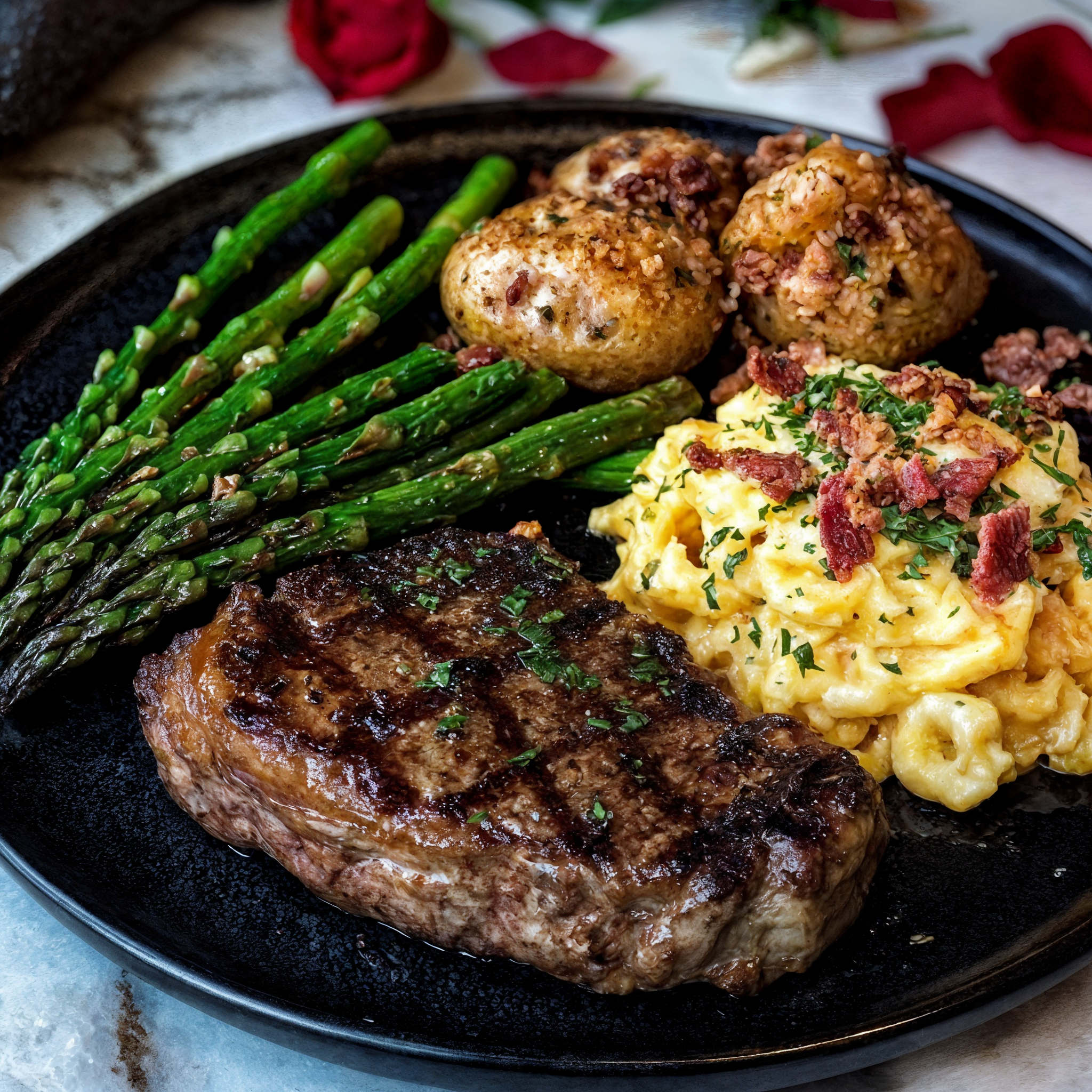 Romantic Surf & Turf Steak Dinner Plate