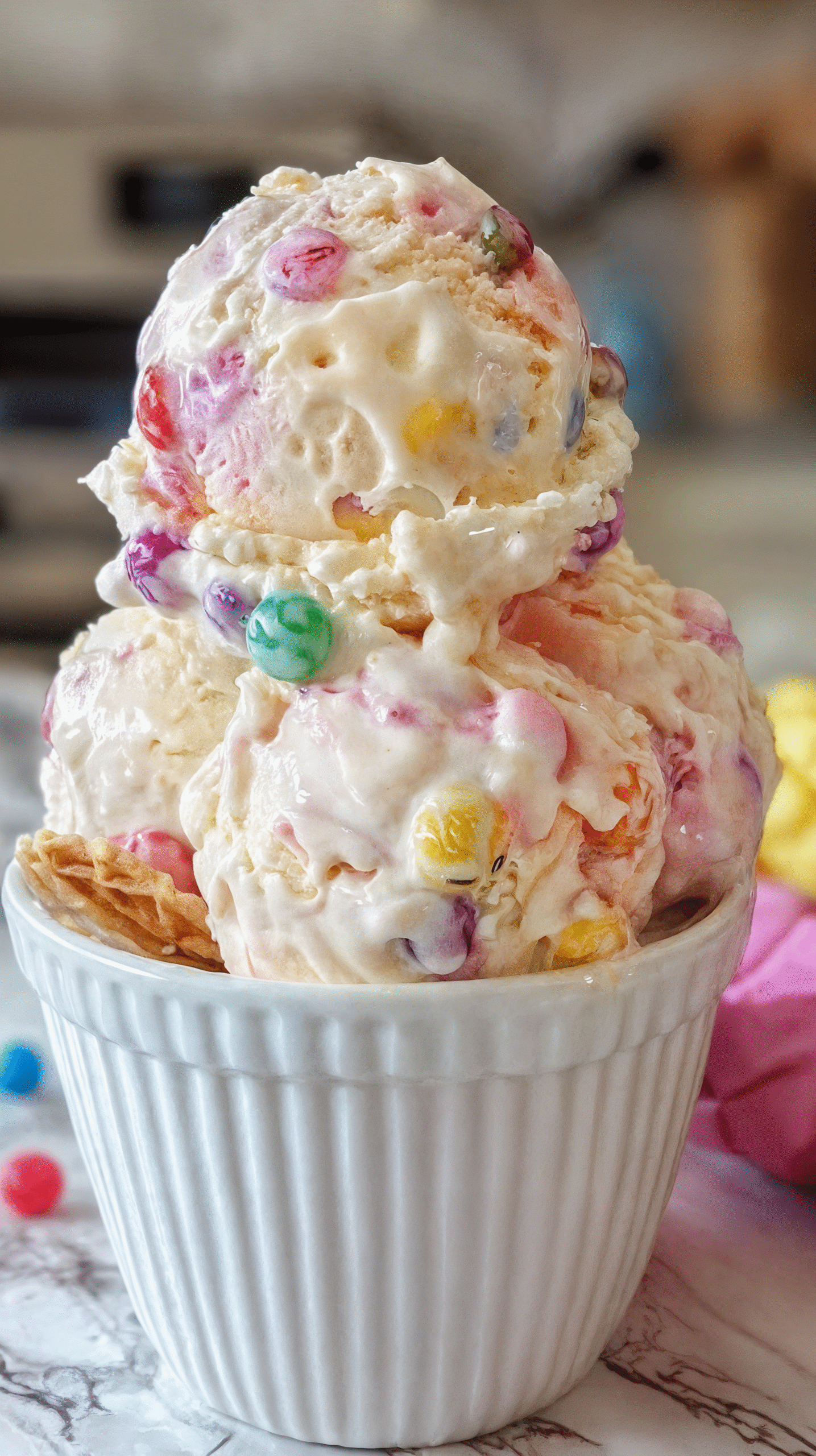 No Churn Skittles Ice Cream