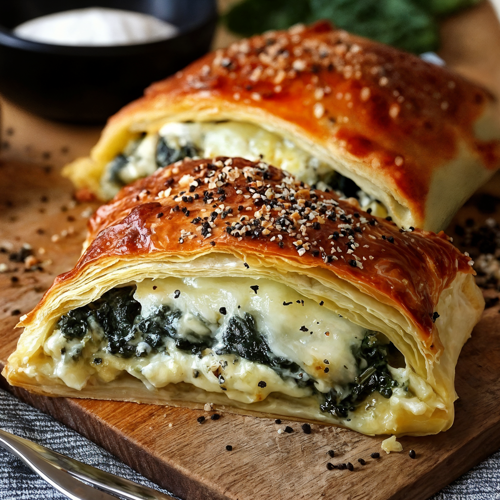 Cheese and Spinach Stuffed Pastry
