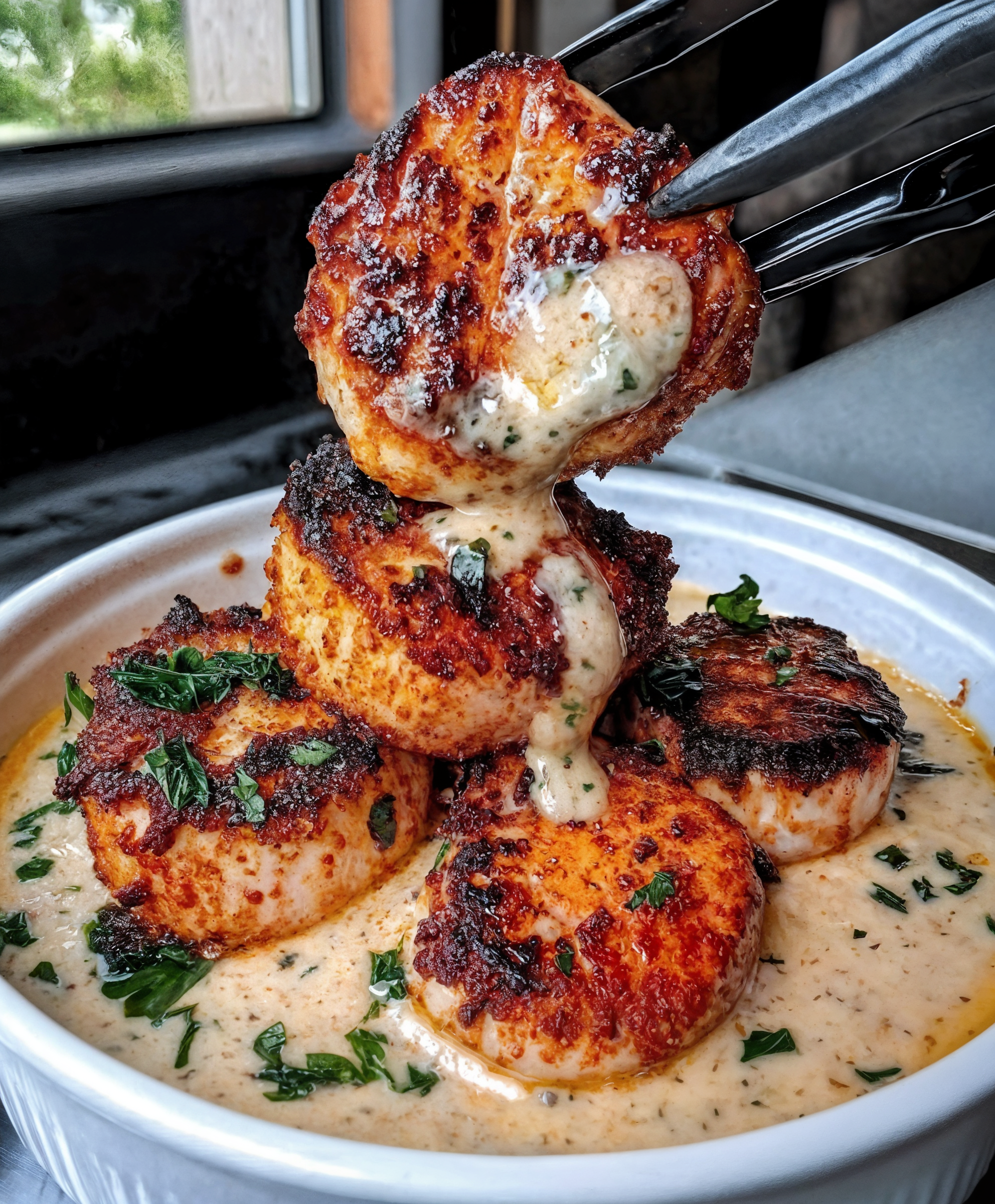 Seared Scallops with Spicy Cajun Cream Sauce