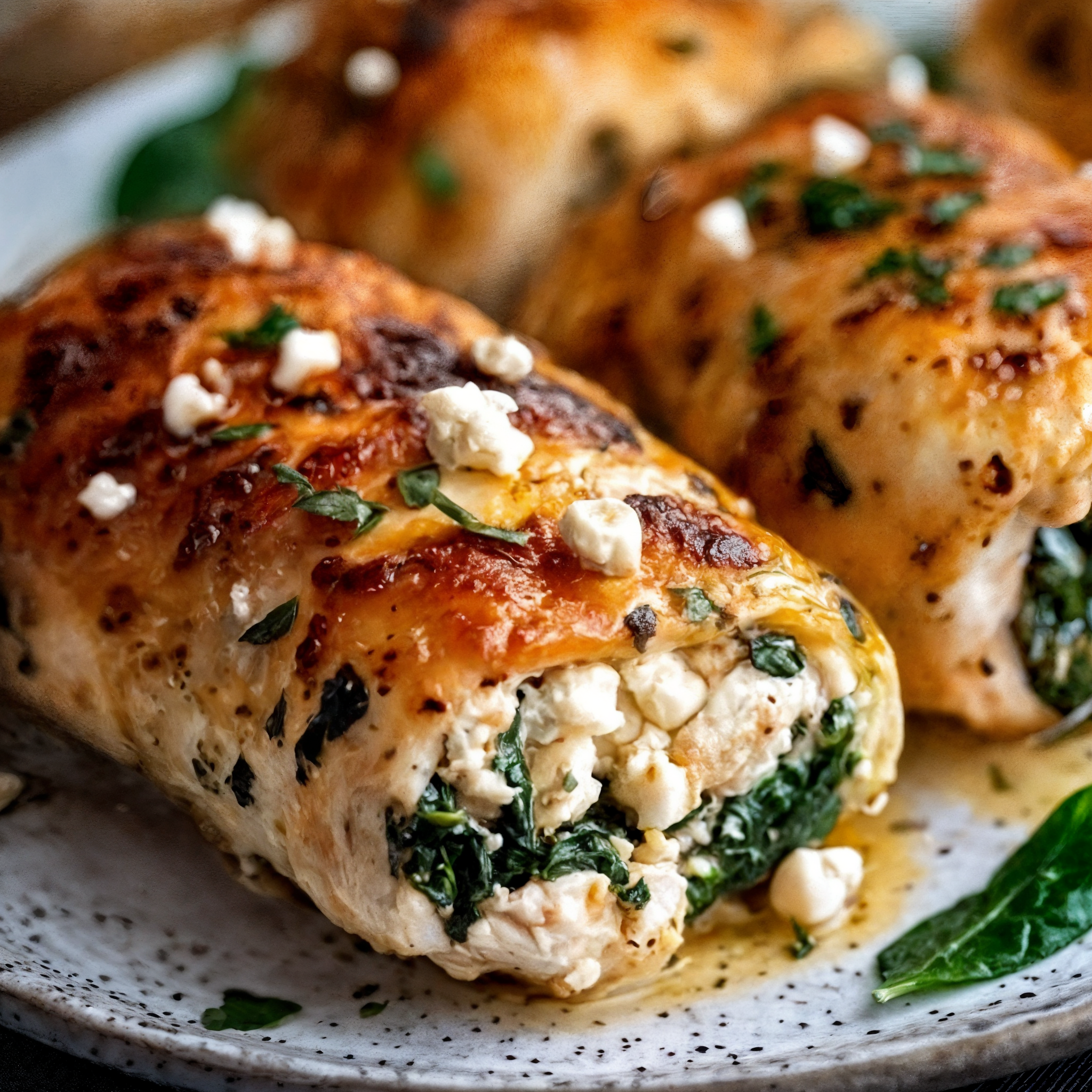 Spinach and Feta Chicken Rolls