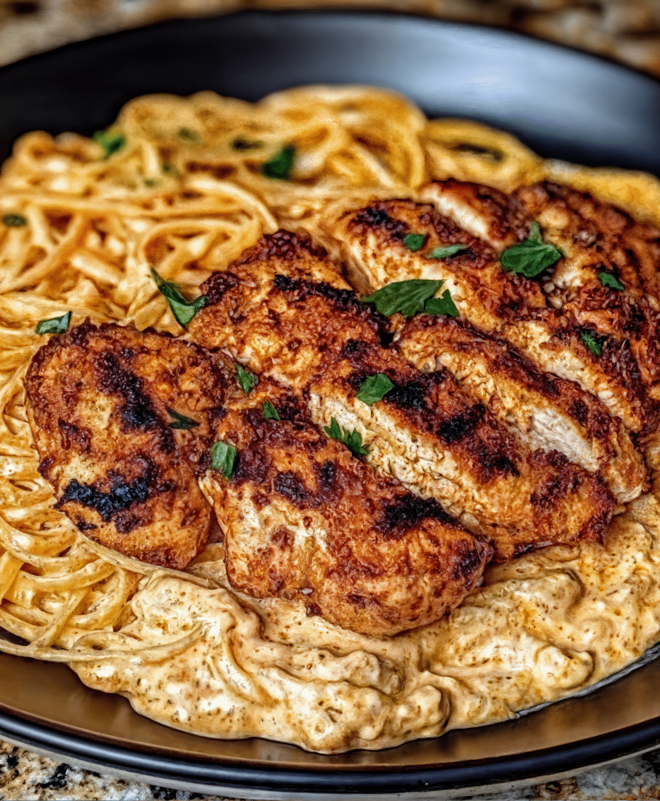 Savory Cajun Chicken with Creamy Parmesan Pasta Linguine