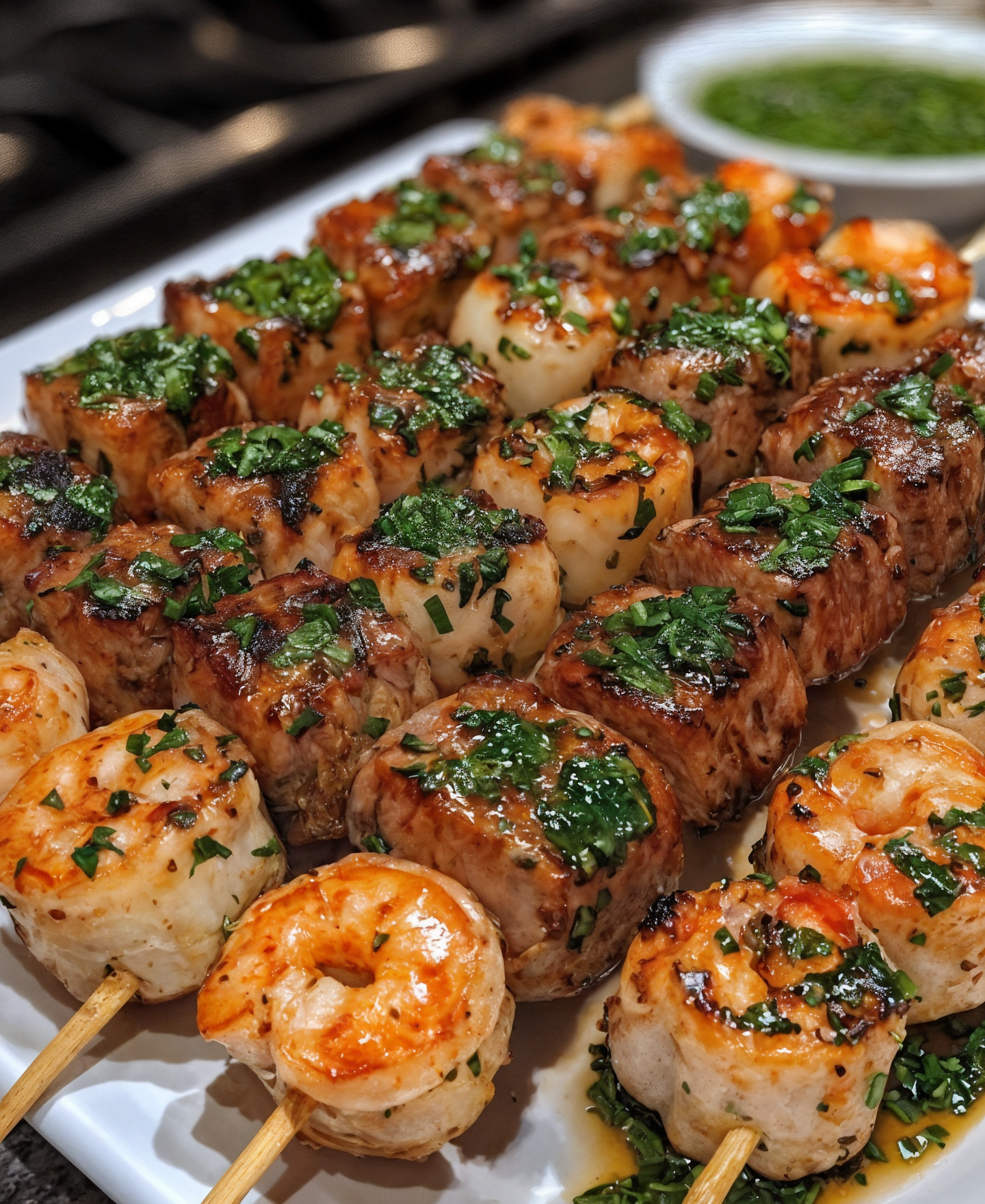 Grilled Surf and Turf Skewers with Chimichurri