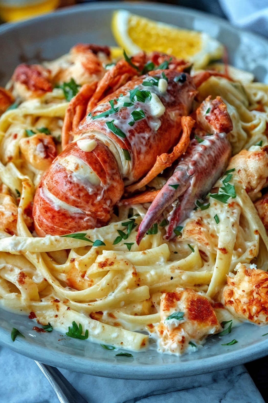 Cajun Seafood Alfredo with Lobster Crab and Salmon