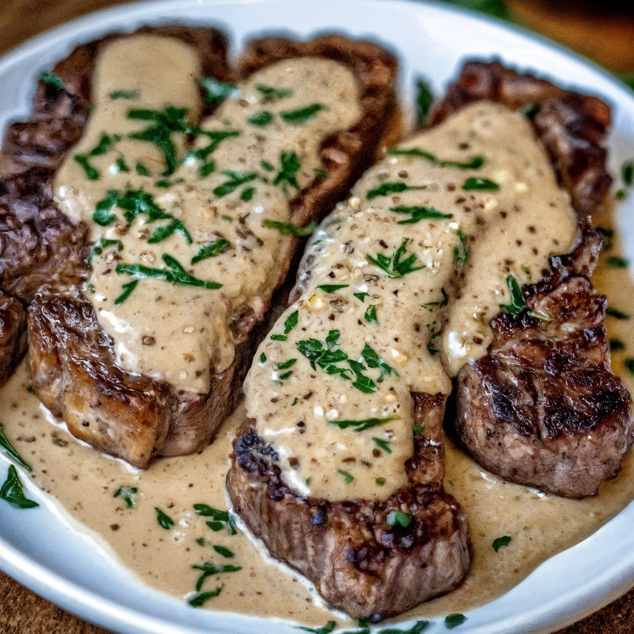 Juicy Steak with Creamy Garlic Sauce