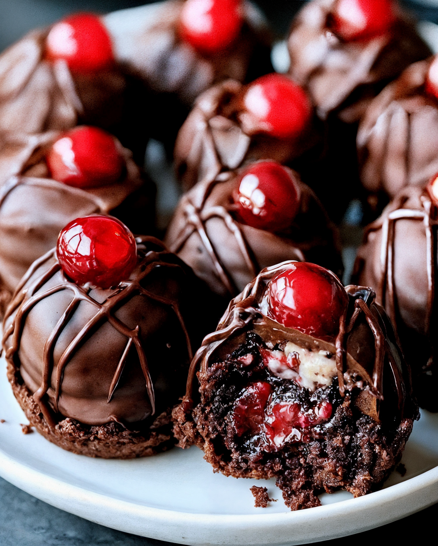 SUMMER BLACK FOREST COOKIE DOUGH BROWNIE BOMBS