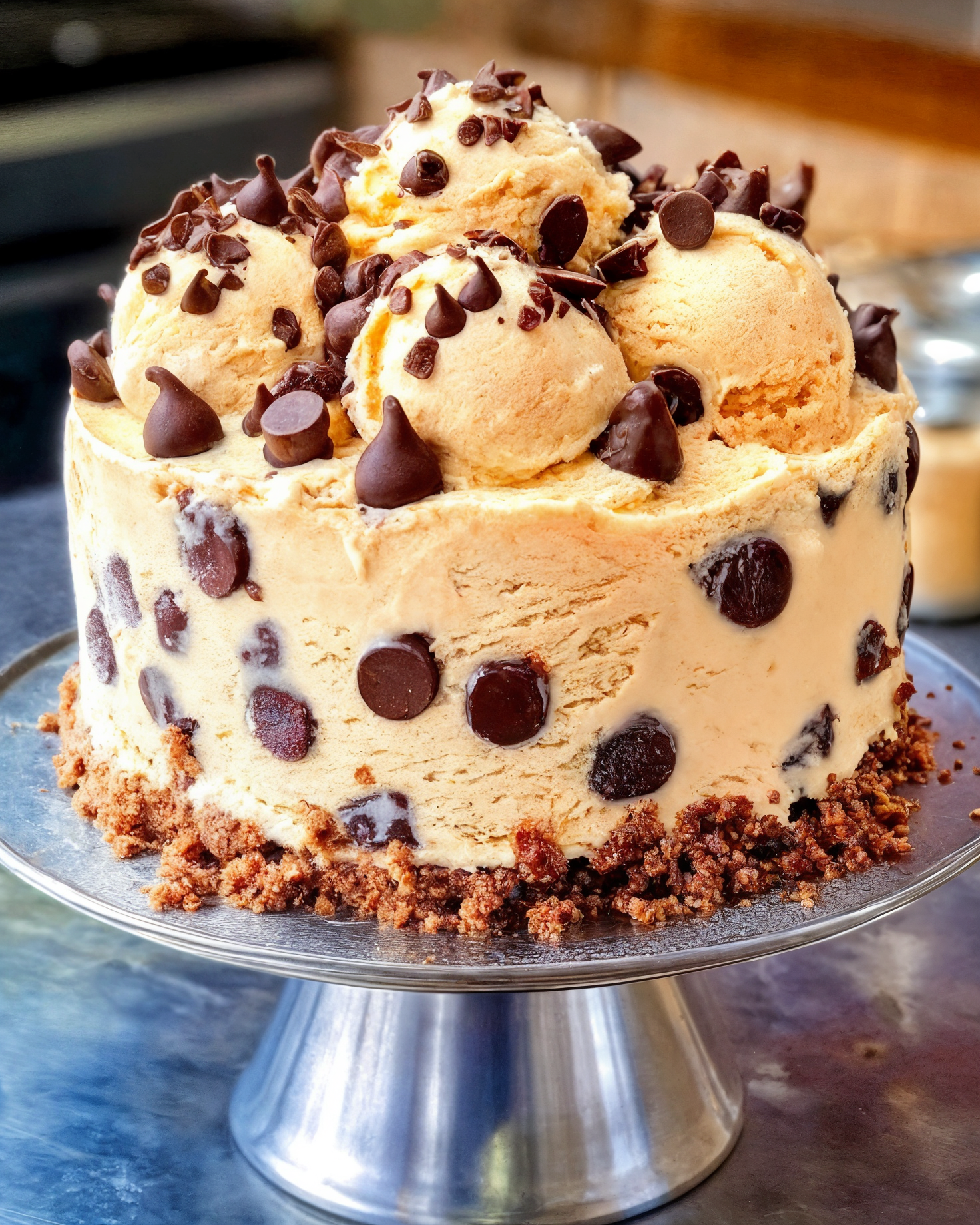 CHOCOLATE CHIP COOKIE DOUGH ICE CREAM CAKE