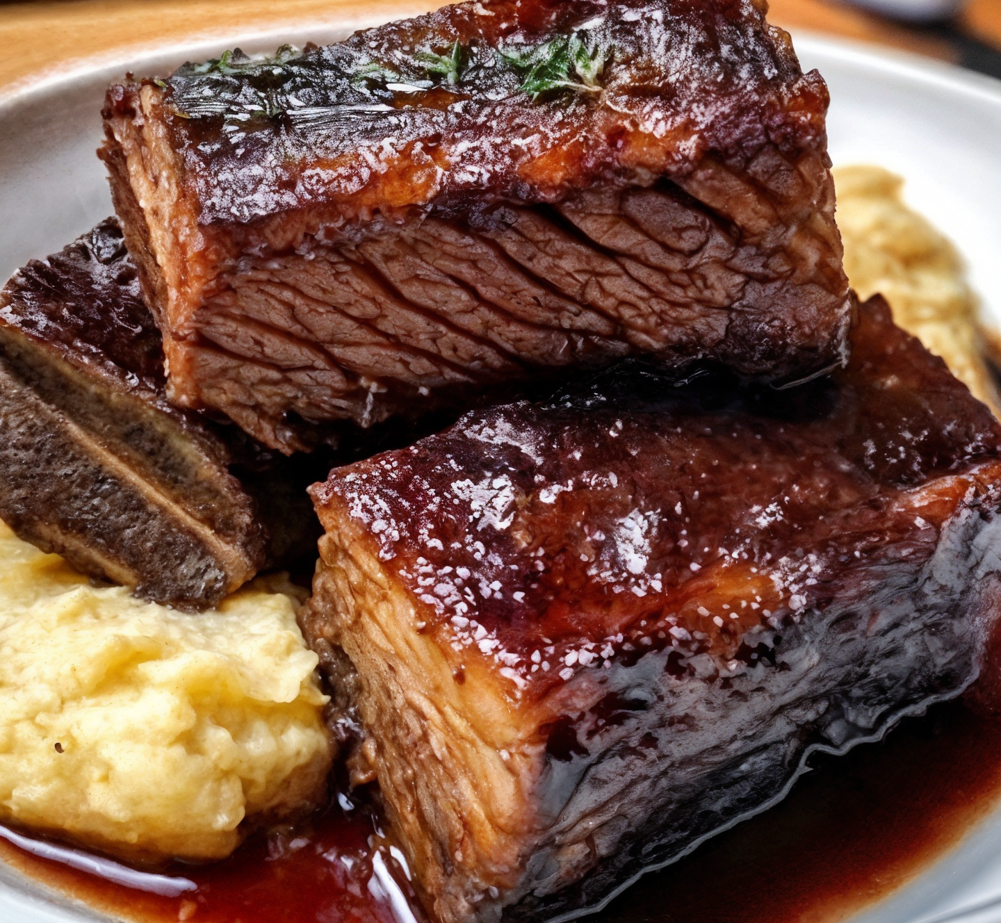 Braised Short Ribs with Red Wine and Garlic Mashed Potatoes