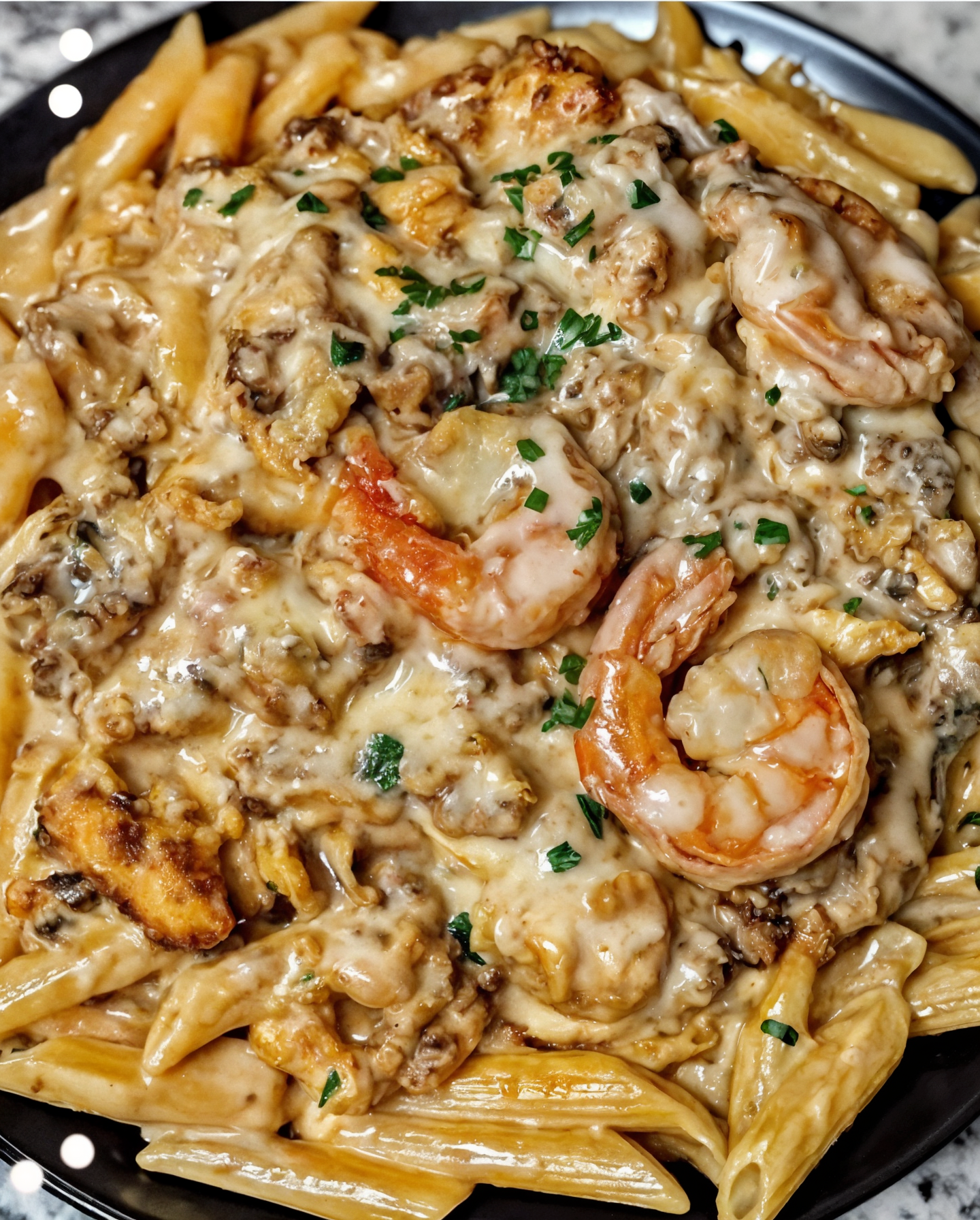 Creamy Penne with Chicken & Shrimp