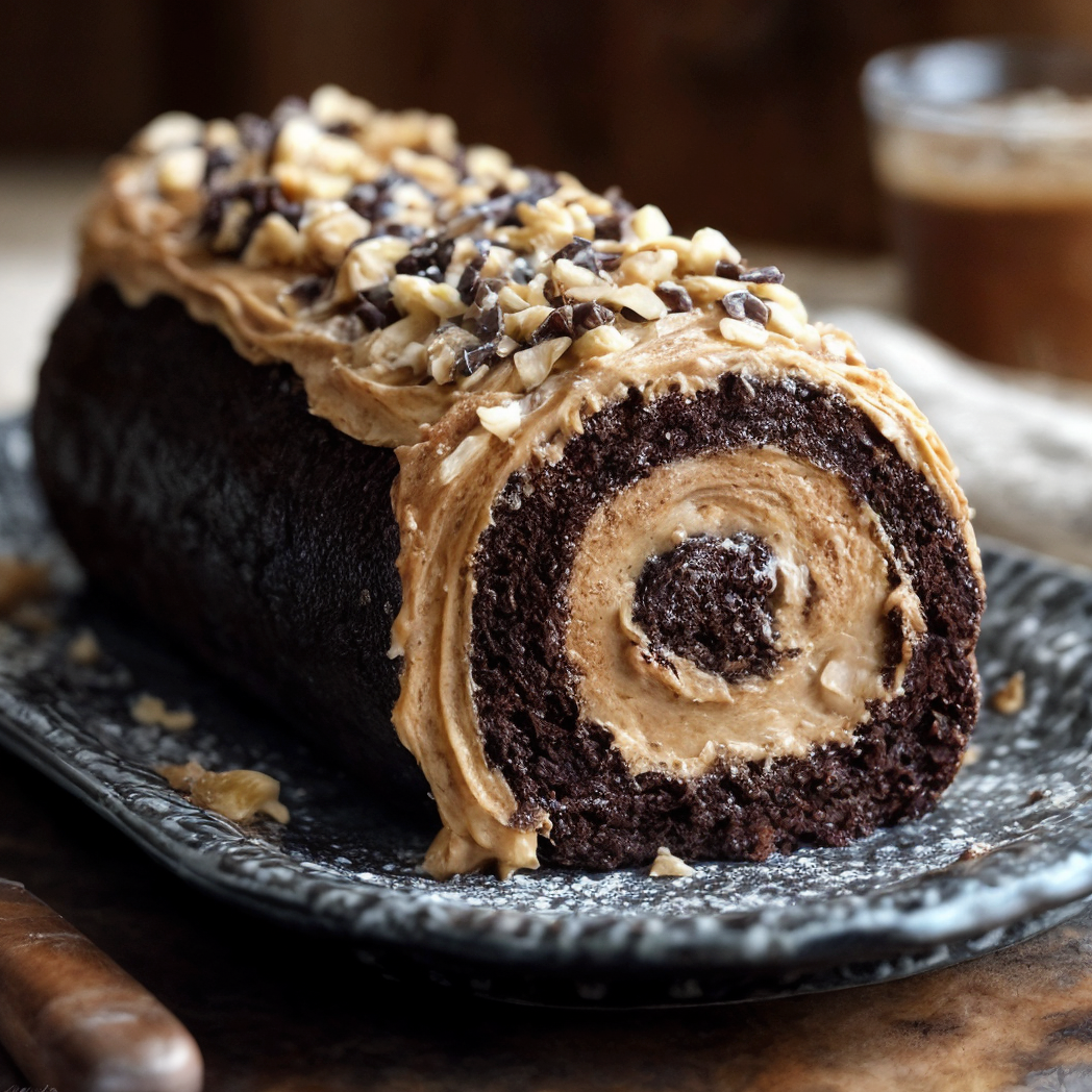 Decadent Chocolate Peanut Butter Cake Roll