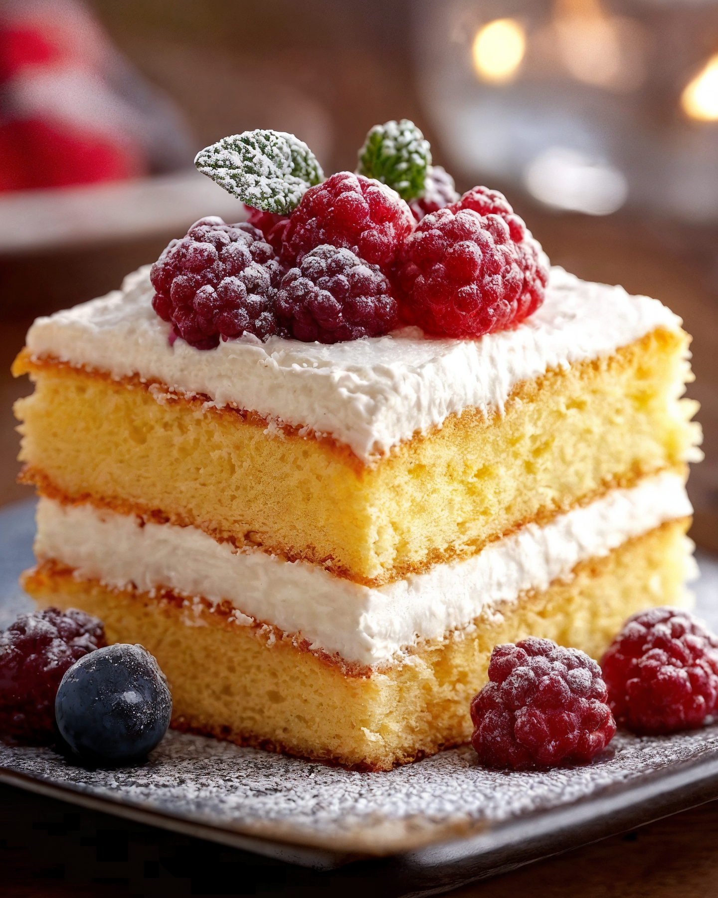 Vanilla Sponge Cake with Whipped Cream and Berries