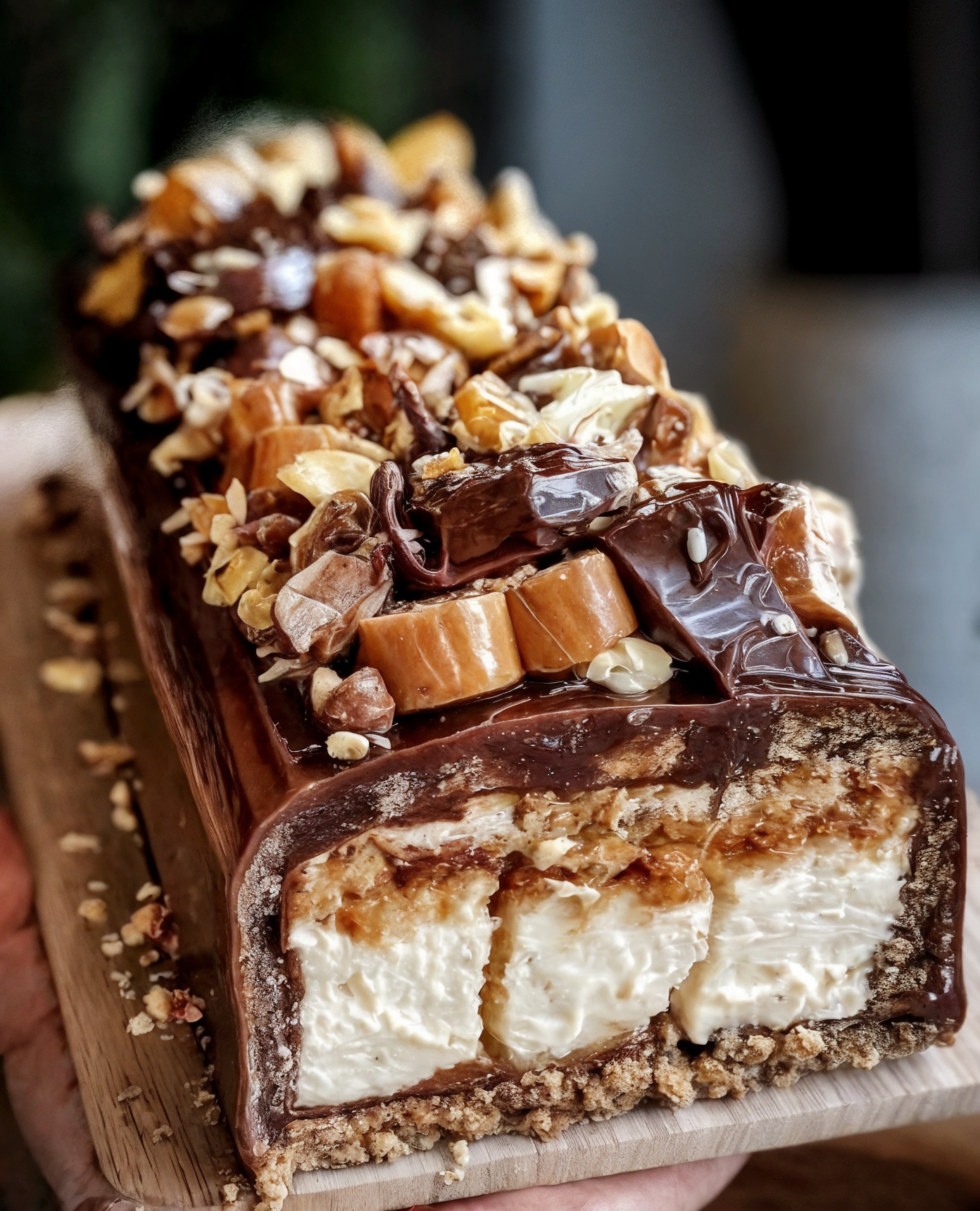 Homemade Snickers Yule Log