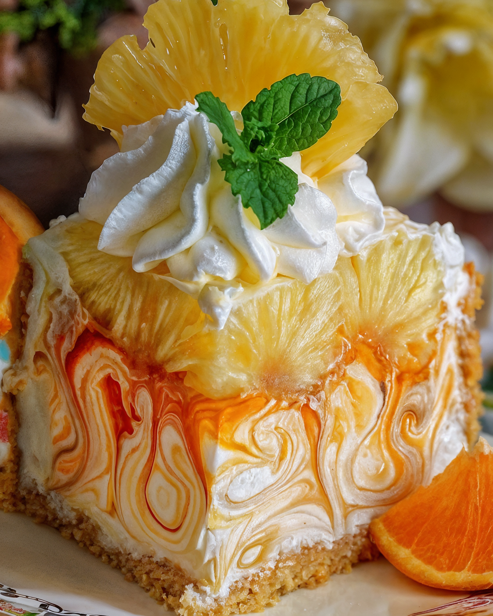 Refreshing Southern Pineapple Orange Swirl Cheesecake