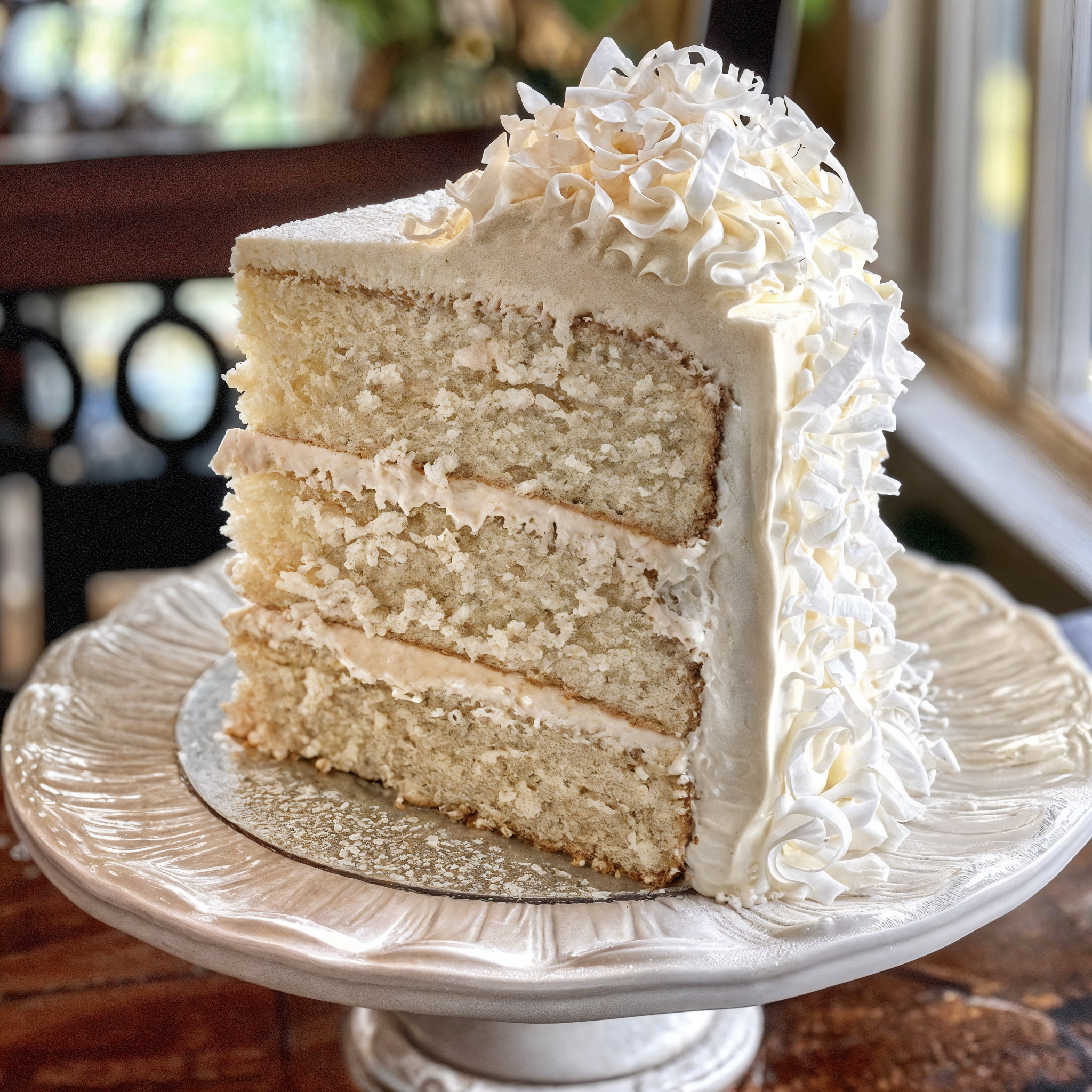 Heavenly White Velvet Cake with Luscious Coconut Buttercream