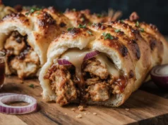 Golden Brown BBQ Chicken Cheese Stromboli