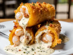 Deep Fried Shrimp Alfredo Burrito Bites