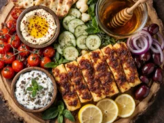 Greek Halloumi Mezze Platter with Honey Drizzle