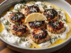 Mediterranean chicken meatballs with lemon yogurt sauce