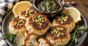 Garlic Herb Roasted Cauliflower with Pistachio Crumbs