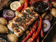 Herb Roasted Potato & Halloumi Tray Bake