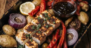 Herb Roasted Potato & Halloumi Tray Bake