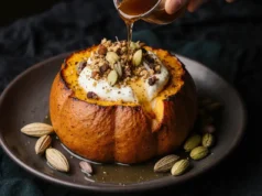 Hot Honey & Feta Crack Dip in Mini Pumpkin