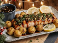 Maple Mustard Salmon with Crispy Potatoes