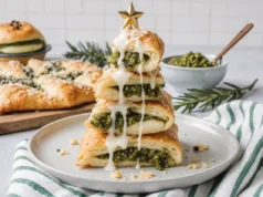 Puff Pastry Christmas Tree with Pesto and Cheese