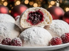 Melt-in Your Mouth Raspberry Filled Almond Snowball Cookies