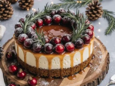 Golden Gingerbread Cheesecake Wreath |Easy Holiday Dessert
