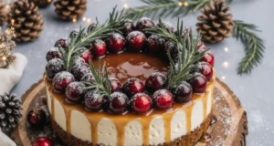 Golden Gingerbread Cheesecake Wreath |Easy Holiday Dessert