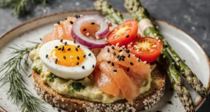 Creamy Avocado Smoked Salmon Toast Eggs Breakfast Delight