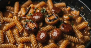 Spicy honey barbecue pasta with sausage – an easy one-pan dinner