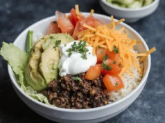 Cheesy Beef Rice Bowl |Quick Dinner Favorite