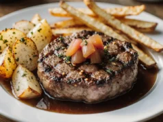 Ribeye Steak with Caramelized Onions and Fries |Easy Gourmet Meal