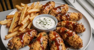 Crispy Fried Chicken with Cheesy Potato Wedges
