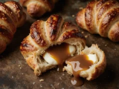 Easy breakfast croissant with caramel