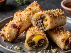 Crispy Cheeseburger Egg Rolls Appetizer