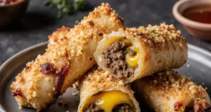 Crispy Cheeseburger Egg Rolls Appetizer