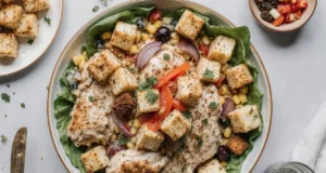 Crispy, Flavor Packed Chicken Salad with Croutons
