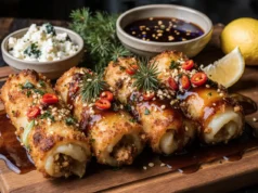 Crispy Fried Feta Rolls with Chili Maple