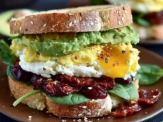 Breakfast Sandwich with Eggs and Avocado